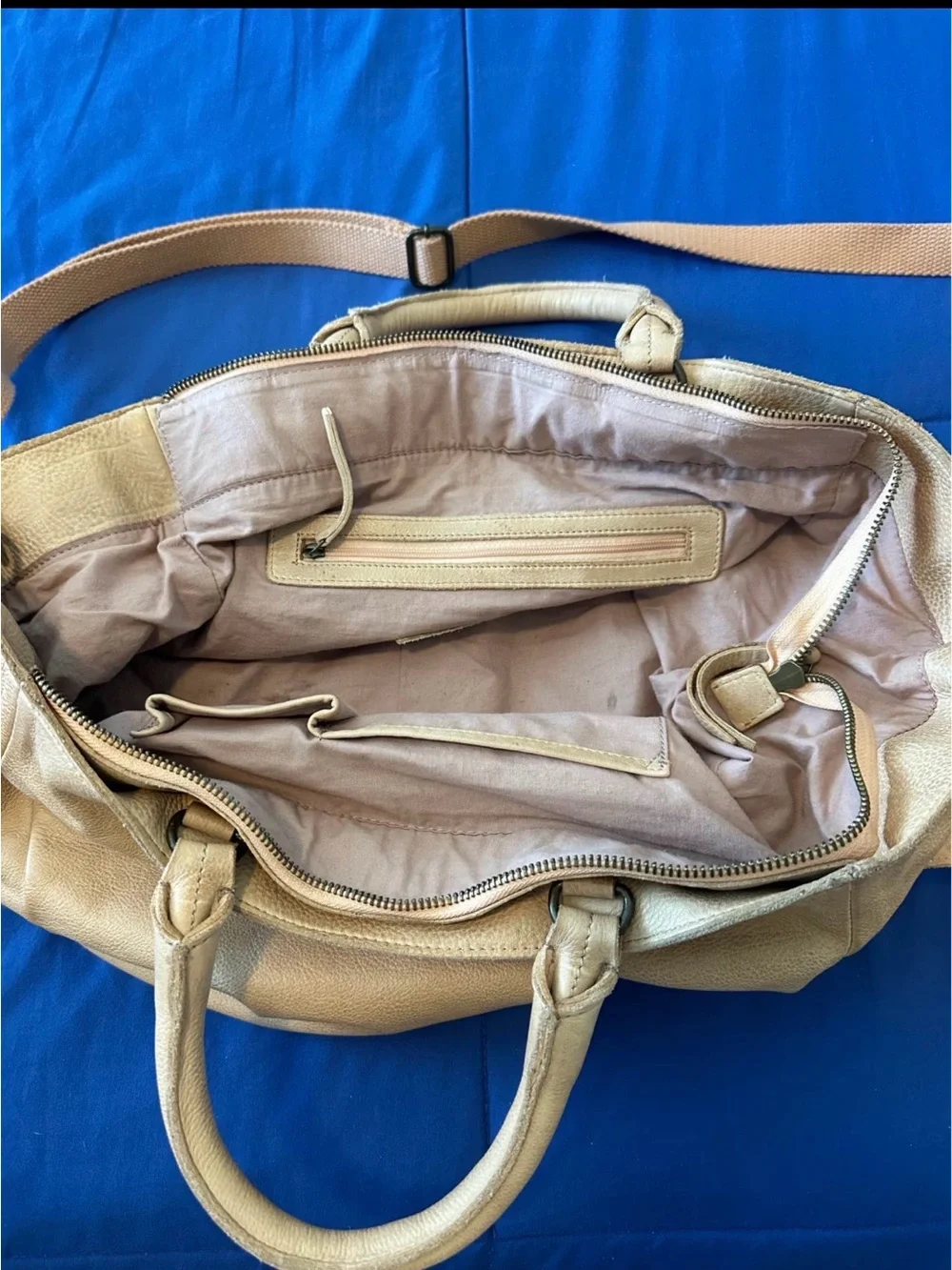 Free People Soft Leather Tote in Light Beige